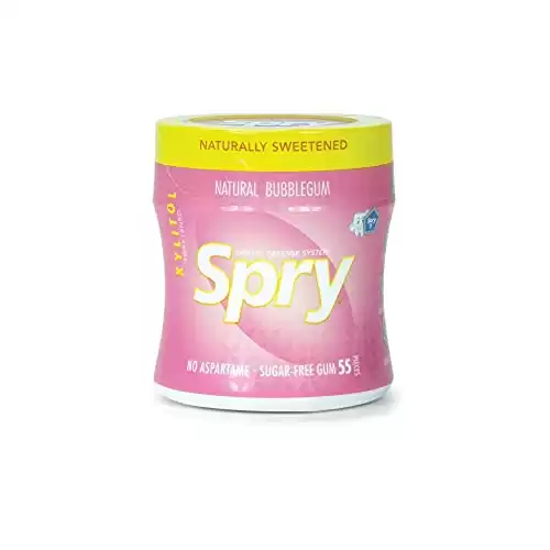 Spry Fresh Natural Xylitol Chewing Gum Dental Defense System Aspartame-Free Sugar Free Gum (Bubble Gum, 55 Count - Pack of 1)