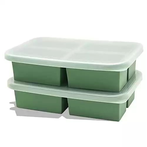 Silicon Freezer Storage Containers With Lid, Makes 4 Perfect 1-Cup Portions, 2 pieces
