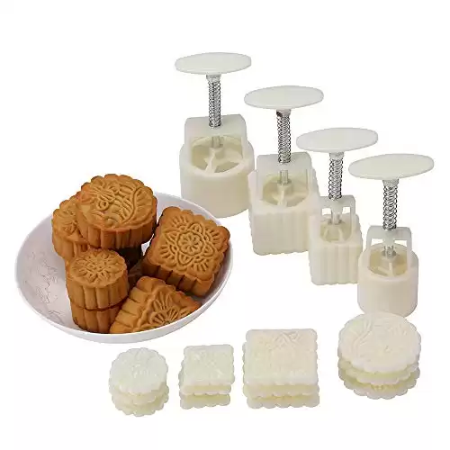 Mid-Autumn Festival Hand-Pressure Moon Cake Mold With 12 Pcs Mode Pattern For 4 Sets