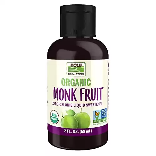 NOW Foods, Certified Organic Monk Fruit Liquid, Zero-Calorie Liquid Sweetener, Non-GMO, Low Glycemic Impact, 2-Ounce