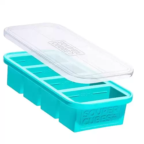 Souper Cubes | 1 Cup Silicone Freezer Tray With Lid - Easy Meal Prep Container and Kitchen Storage Solution - Silicone Molds for Soup and Food Storage
