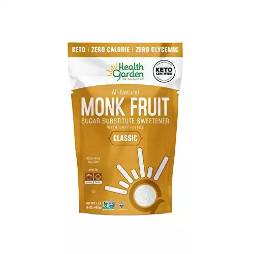 Health Garden Monk Fruit Sweetener, Classic - Non GMO - Gluten Free - Sugar Substitute - Kosher - Keto Friendly (1 lb)