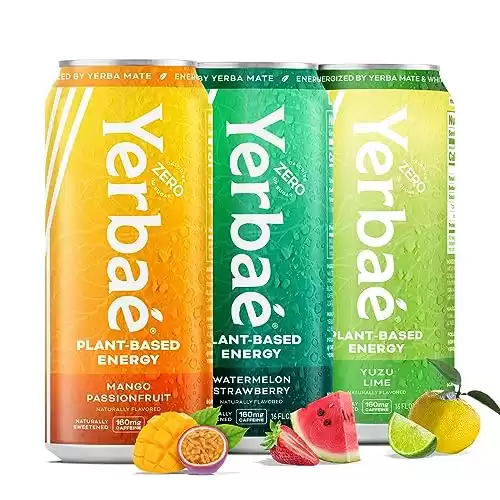 Yerbae Energy Beverage - Variety Flex Pack, 0 Sugar, 0 Calories, 0 Carbs, Energized by Yerba Mate, Plant-Based, Healthy Alternative to Sugary Energy Drinks, 16oz cans (12 Pack)