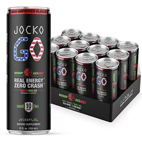 Jocko GO Energy Drink - KETO, Vitamin B12, Vitamin B6, Electrolytes, L Theanine, Magnesium- All Natural Energy Boost, Sugar Free Nootropic Monk Fruit Blend - 12 Pack (Watermelon)