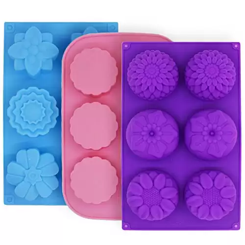 3 Pcs Cake Muffin Mooncake Silicone Molds, Each makes 6 cakes